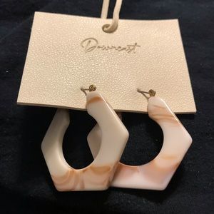 White and brown, marbles earrings